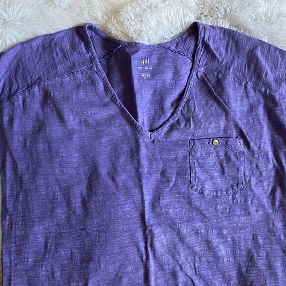J Jill Easy V-neck Tee Cotton Purple Top Women’s Size XS - Picture 2 of 5